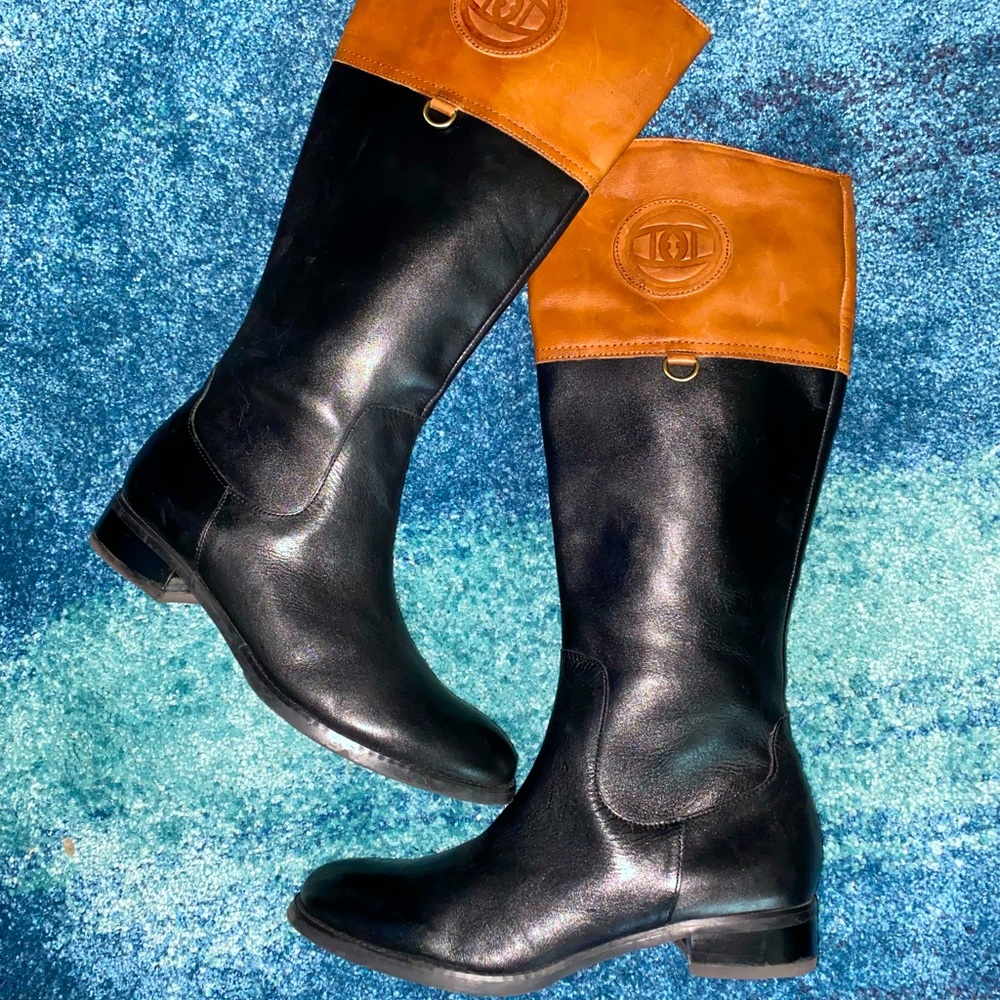 Etienne Aigner Black and Brown Leather Boots (10)